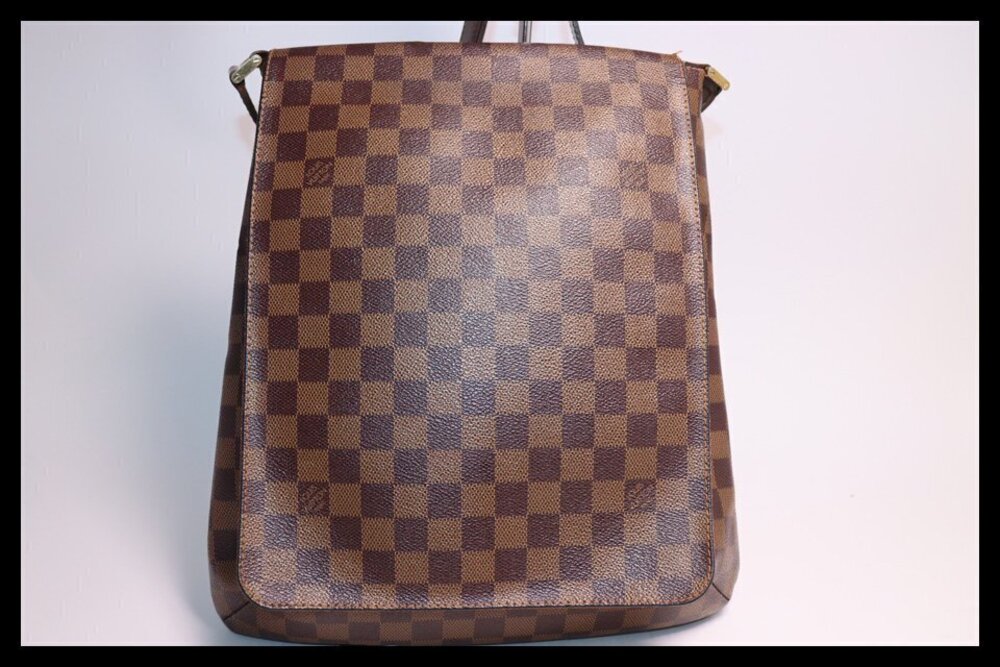 Louis Vuitton Shoulder Damier Musette Leather Bag Brown